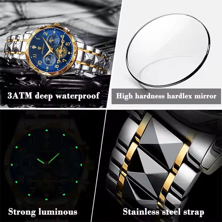 POEDAGAR Luxury Man Wristwatch Waterproof Luminous Chronograph Watch