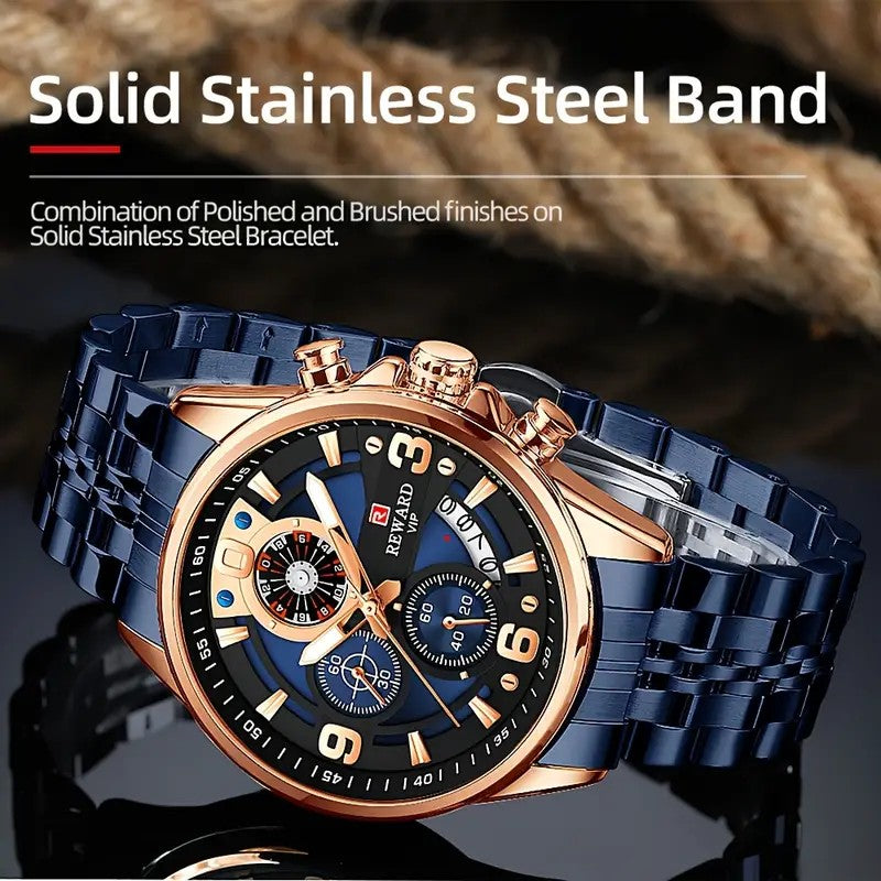REWARD Men's Luxury Blue Quartz Wristwatch