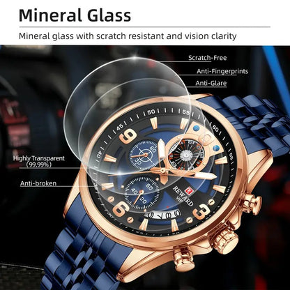 REWARD Men's Luxury Blue Quartz Wristwatch
